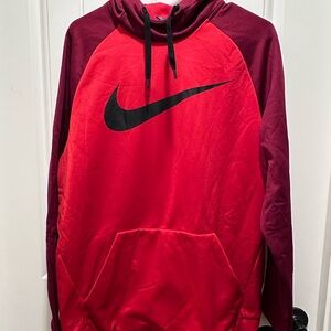 Nike Men's Red and Maroon Hoodie
